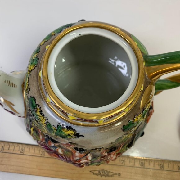 Antique RARE Capodimonte Pot Italy Putti Cherub Serpent Twist Handle Hand Paint - Picture 8 of 8